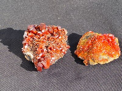Rock, Crystal, Natural, Collectible, Mineral, Specimen. Vanadanite Morocco 2 Clusters 3.5oz