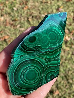 Rock, Crystal, Natural, Collectible, Mineral, Slab. Malachite Polished Slab Republic of Congo 4.5oz
