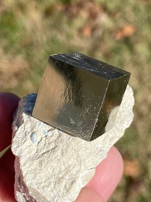 Rock, Crystal, Natural, Collectible, Mineral, Specimen. Pyrite Cube in Matrix Spain 2oz