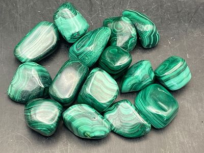 Rock, Crystal, Natural, Decor, Collectible, Tumbled. Tumbled Malachite Dem Republic of Congo