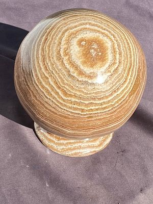 Rock, Crystal, Natural, Decor, Collectible, Carving, Orb, Stand. Banded Aragonite Orb with 