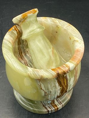 Rock, Crystal, Natural, Decor, Collectible, Carving, Mortar, Pestle. Mortar &amp; Pestle Onyx 