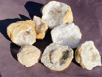 Geode, Rock, Crystal, Natural, Collectible, Specimen,. Geode Mix: 3 Open Quartz Geodes 1 