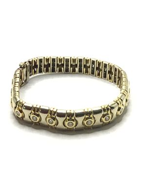 14k gold bracelet. 14k yellow gold bracelet with multiple diamond gemstones. 28.18 grams total 