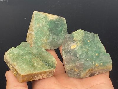 Rock, Crystal, Natural, Collectible, Mineral, Specimen. Fluorite Matrix Cut 3 Pieces