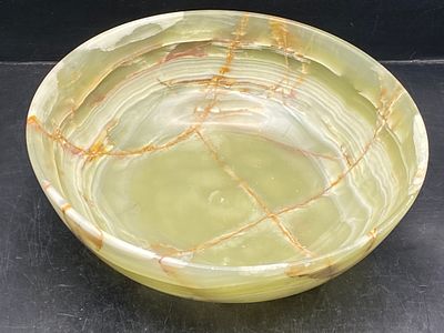 Rock, Crystal, Natural, Decor, Collectible, Carving, Bowl. Onyx Bowl (Banded Calcite) Pakistan 8"