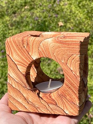 Rock, Crystal, Natural, Decor, Collectible, Carving, Candle Holder. Cube Candle Holder: Picture 