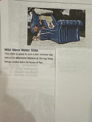 Giant Waterslide Wet & Wild. 2014 | Mfr. Cutting Edge | SN PS 030 | L30 W20 H15 | Comes with a blower