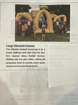 Large Obstacle Course 3 pc. 2014 | Mfr. Cutting Edge | SN PS 039 | L38 W44 H15 | Comes with a blower