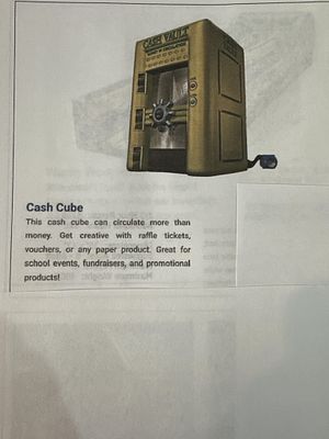Cash Cube. 2013 | Mfr. Cutting Edge | SN PS 049 | L5 W5 H8 | Comes with a blower