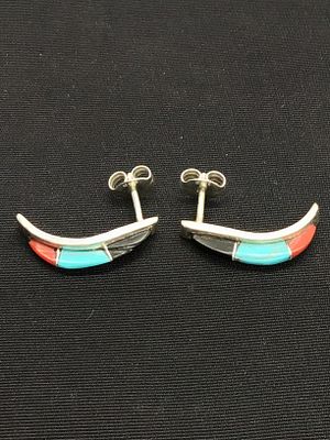 Zuni Handmade earrings. Sterling silver earrings featuring multiple stone inlay. 1.61 grams of 