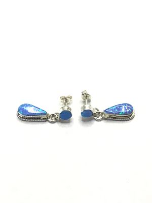 Navajo handmade earrings. Sterling silver earrings with opal inlay. 3.35 grams total weight. 