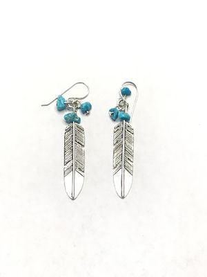 Artisan handmade earrings. Sterling silver earrings with Kingman turquoise stones. 5.17 grams 