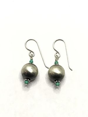 Artisan handmade earrings. Sterling silver earrings with turquoise stones. 2.51 grams total weight.