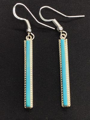 Navajo handmade earrings. Sterling silver earrings featuring turquoise stone. 3.75 grams of 