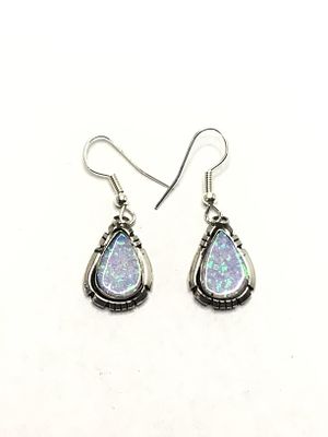 Navajo handmade earrings. Sterling silver earrings with opal inlay. 4.27 grams total weight. 