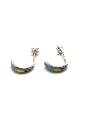 Zuni handmade earrings. Sterling silver earrings with multiple stone inlay. 1.63 grams total 