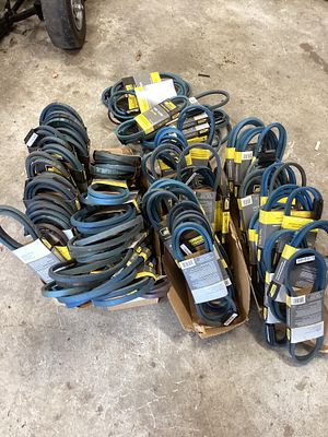 Over 60 various size lawnmower belts