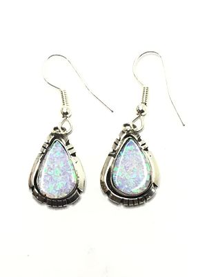 Navajo handmade earrings. Sterling silver earrings with opal inlay. 4.27 grams total weight. 