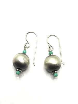 Artisan handmade earrings. Sterling silver earrings with turquoise stones. 2.51 grams total weight.