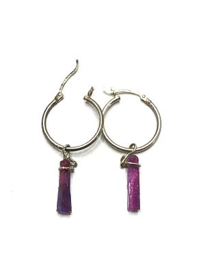 Sterling silver earrings. Sterling earrings with pink/purple stones. 2.53 grams total weight.