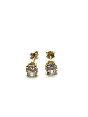 14k gold earrings. 14K yellow gold earrings featuring CZ gemstone. 0.89 grams of total weight.