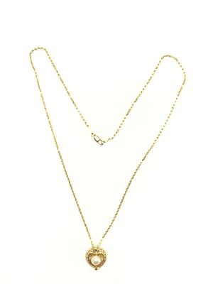 14k necklace and pendant. 14K yellow gold necklace with pendant featuring a cultured Pearl. 5.72 