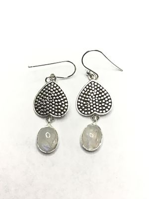 Sterling silver earrings. Sterling earrings with moonstone gemstones. 5.58 grams total weight.