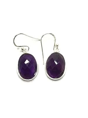 Sterling silver earrings. Sterling earrings with amethyst gemstones. 4.42 grams total weight.