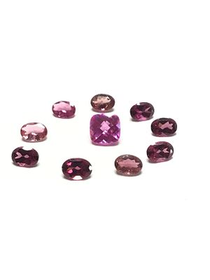 Pink tourmaline gemstones. Various cut pink tourmalines. 10.40 carats total.