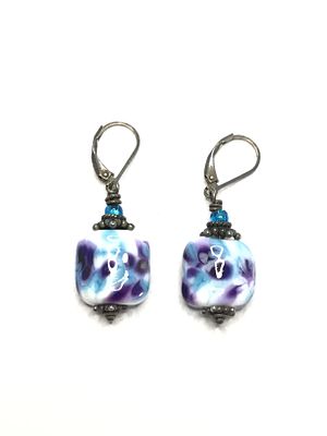 Sterling silver earrings. Sterling earrings with beautiful porcelain beads. 8.93 grams total weight.