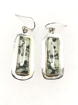 Sterling silver earrings. Sterling earrings with tree agate stones. 13.14 grams total weight.