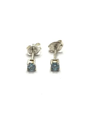 Sterling silver earrings. Sterling earrings with blue crystal gemstones. 0.60 grams total weight.