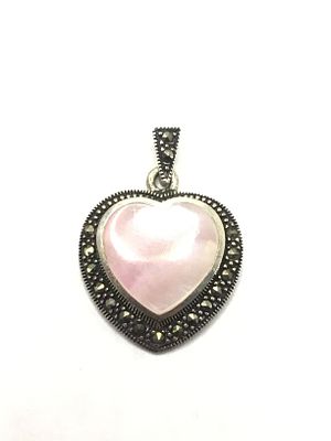Sterling silver pendant. Sterling pendant featuring pink heart shaped mother of pearl. 4.99 