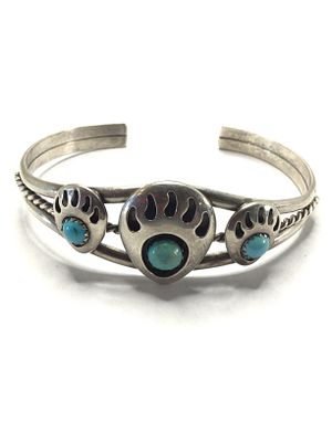 Artisan handmade cuff bracelet. Sterling silver cuff with turquoise stones. 18.72 grams total 