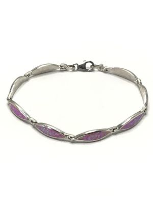 Artisan handmade bracelet. Sterling bracelet with opals. 9.86 grams total weight. 7.5 inches length.