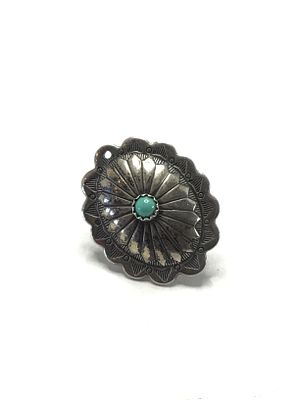 Artisan made pin/brooch. Sterling pin with turquoise stone. 1.30 grams total weight. Hallmarked.