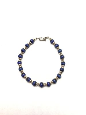 Sterling silver bracelet. Sterling bracelet with blue cats eye beads. 11.06 grams total weight. 