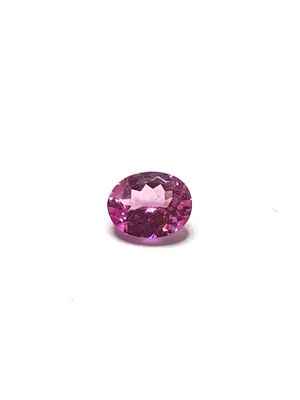 Pink sapphire gemstone. Lab created pink sapphire. 9x7mm. 2.25 carats total.