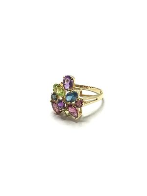 14k gold ring. 14k yellow gold ring with multiple semi precious gemstones. 3.26 grams total 