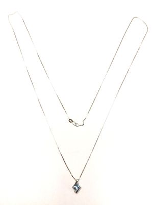 10k gold necklace with pendant. 10k white gold necklace with pendant featuring topaz and diamond 