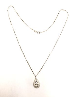 Sterling silver necklace with pendant. Sterling necklace with pendant featuring CZ gemstones. 