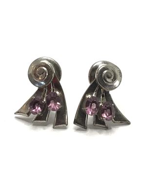 Sterling silver earrings. Sterling earrings with purple gemstones. 8.72 grams total weight.