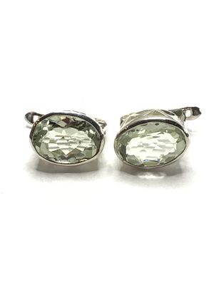 Sterling silver earrings. Sterling earrings with prasiolite gemstones. 7.41 grams total weight.