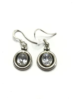Sterling silver earrings. Sterling earrings with clear gemstones. 5.44 grams total weight.