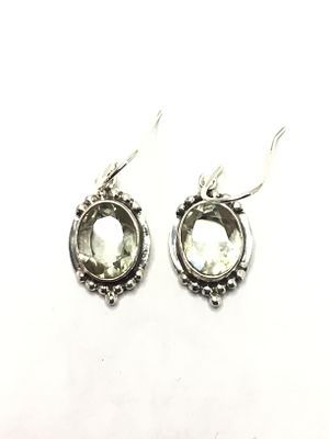 Sterling silver earrings. Sterling earrings with prasiolite gemstones. 5.82 grams total weight.