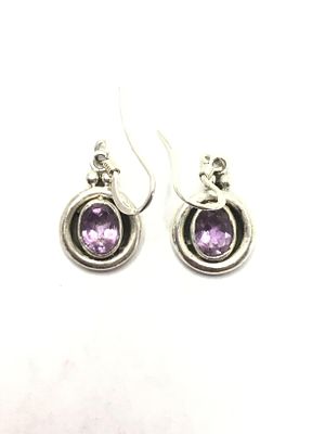 Sterling silver earrings. Sterling earrings with amethyst gemstones. 4.92 grams total weight.