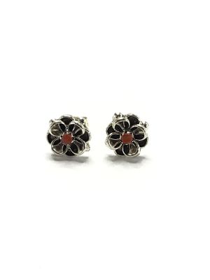 Zuni handmade earrings. Sterling silver earrings with coral stones. 1.62 grams total weight. 