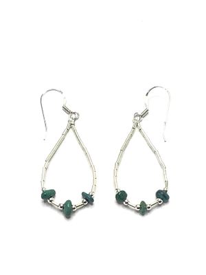 Artisan handmade earrings. Sterling silver earrings with turquoise beads. 1.31 grams total weight