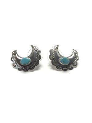 Artisan made earrings. Sterling silver earrings with turquoise stones. 3.08 grams total weight. 